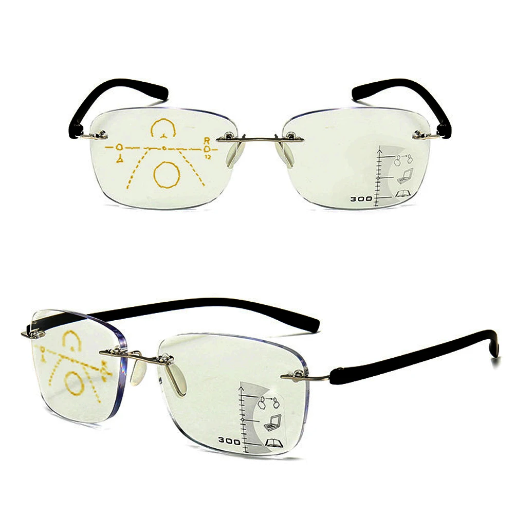 

Ultra-light Frameless Anti-blue Light Progressive Multifocus Reading Glasses Smart Men Women+1.0 +1.5 +2.0 To +4.0