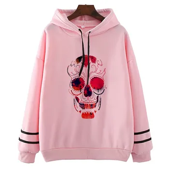 

Day Of The Dead Skull Anime Hoodie New Arrival Autumn Fashion Casual Short-Sleeved Hoodies Animal Print Clothing Gothic