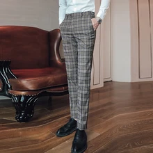 Осень и зима новые мужские костюмные брюки многоцветные выбор бизнес банкетные мужские платья Брюки Размер 29 36 38 40 мужские клетчатые брюки