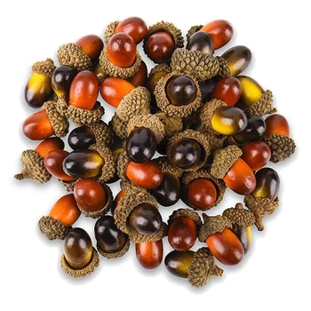 

100 Pcs Artificial Acorns with Natural Acorn Cap,For Craft, Wedding, Festival Party&Home Halloween Decoration,2 Color