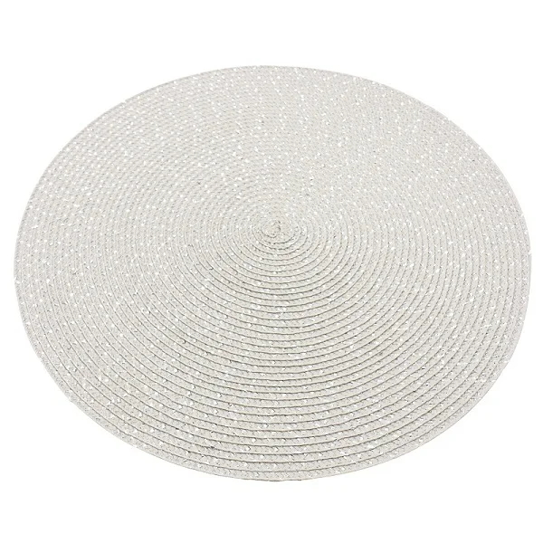 White with sequin 1 шт., круглый коврик для обеденного стола, плетеный коврик из мешковины, устойчивая Подставка под тарелку, чашки для кофе, подставка для посуды, коврик для дома, кухни, вечерние, Декор - Цвет: White with sequin