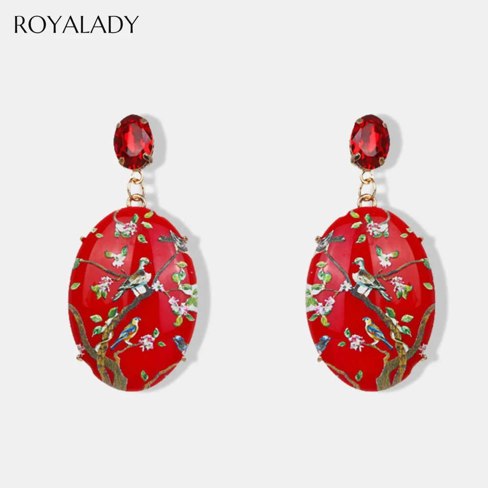 

Fashion Chinese Style Graffiti Painting Drop Earrings 2019 Ethnic Charm Colorful Acrylic Dangle Earring Brincos Pendientes Mujer