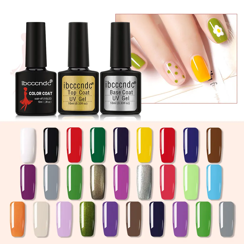 

IBCCCNDC 10ml Gel UV Nail Top Base Coat 80 Color Gel Polish Lacquer Semi Permanent Gel Varnish Nail Primer Top Coat Base Coat