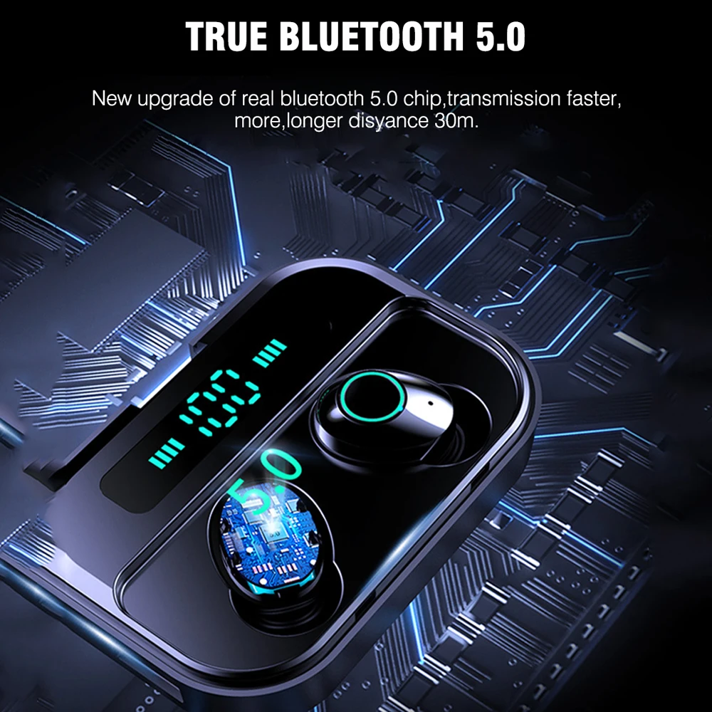 TWS Bluetooth наушники в ухо мини гарнитура беспроводные наушники спортивные наушники с светодиодный цифровой дисплей для телефона Xiaomi huawei