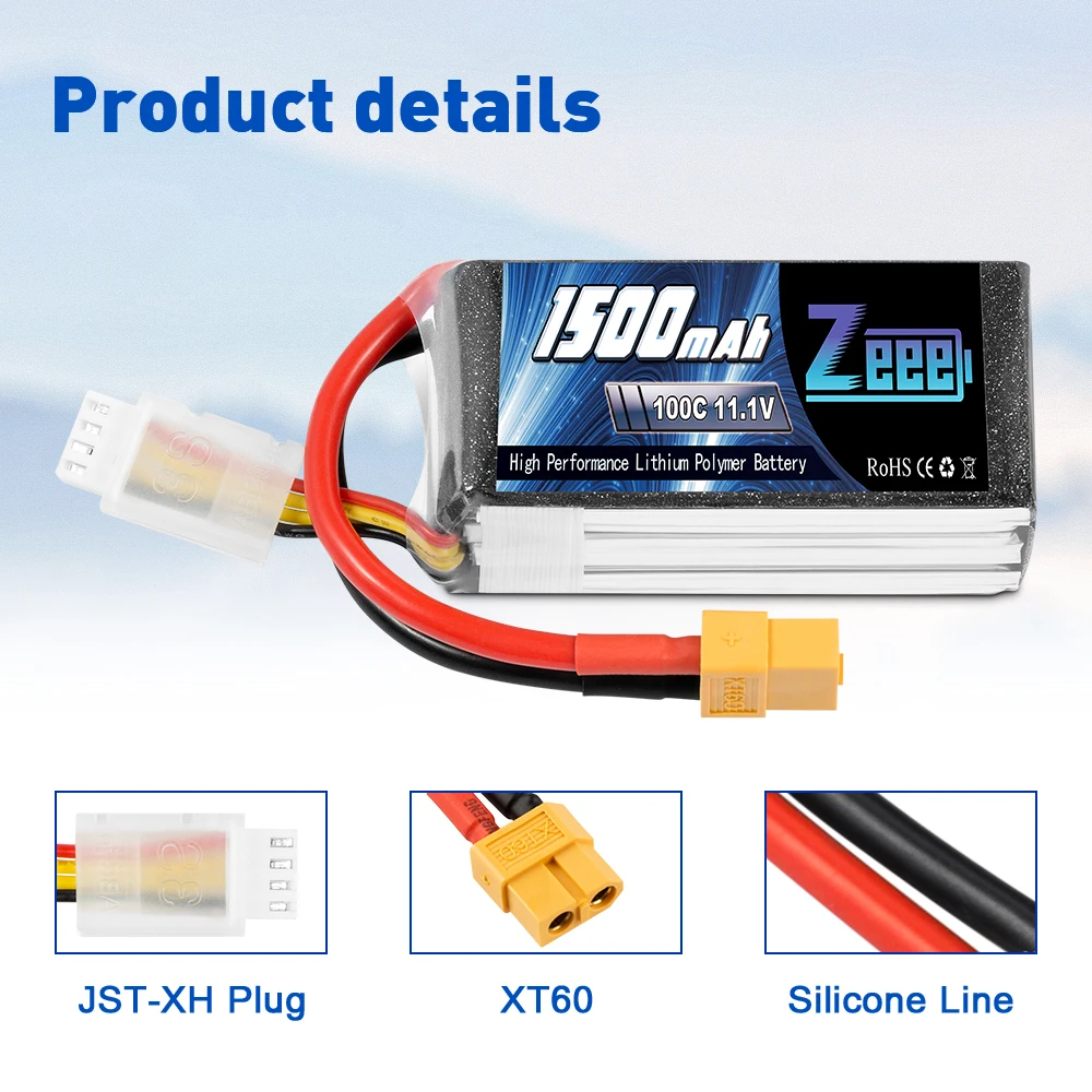 Zeee 2 блока 11 1 V 1500mAh 100C 3S литий полимерный аккумулятор с XT60 разъемом мягкий корпус