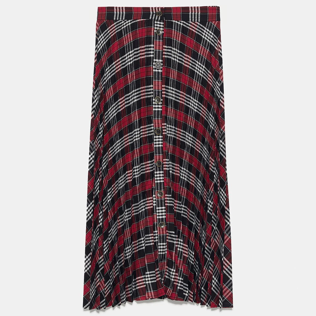 ZA Skirt New Boho Elegant Beauty Red Plaid Pockets Casual Straight Long Skirt Women Fashion Sexy Party Holiday Wholesale - Цвет: 1