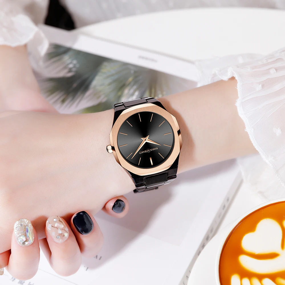 Japan Movement Waterproof Brand New Arrival Rose Gold Black Ladies Wrist Watches For Woman Wristwatches
