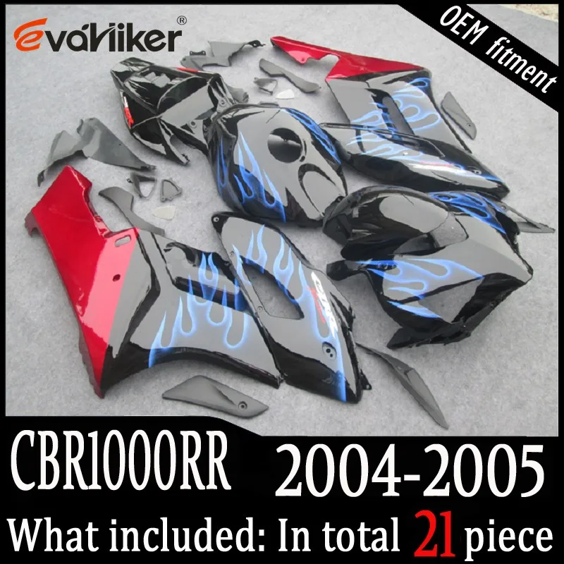 Заказной обтекатель мотоцикла для CBR1000RR 2004-2005 ABS пластиковые панели мотоцикла литьевая форма голубое пламя+ подарки