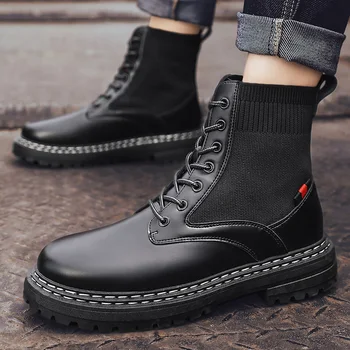 

MEN heels 2020 high dress boots BOOTS for boty home Mens shoes man ankle vintage mens Winter casual leather men zapatos hombre