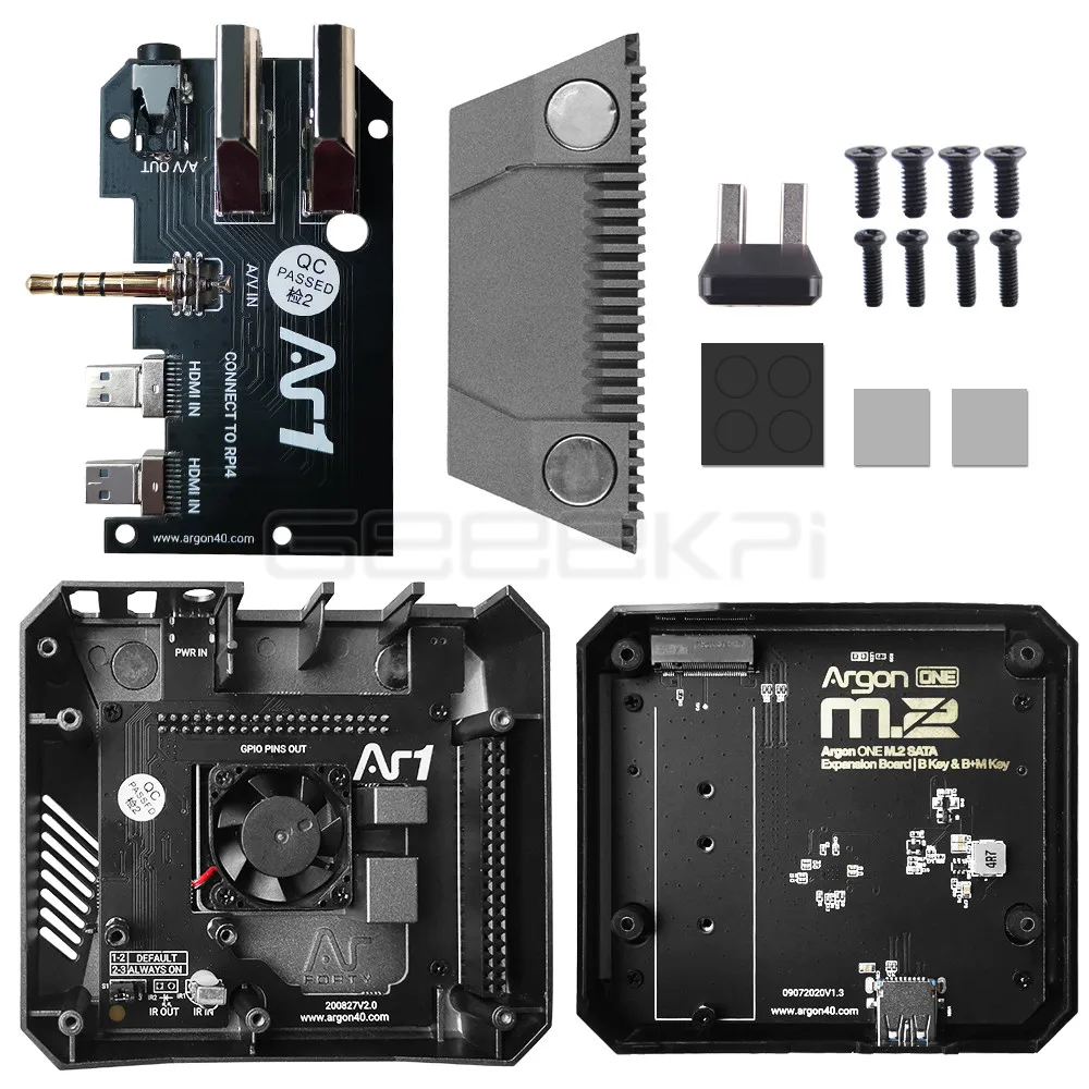 Custodia Argon ONE M.2 per Raspberry Pi 4 modello B M.2 SATA SSD a USB 3.0 supporto per scheda custodia in alluminio con ventola integrata UASP