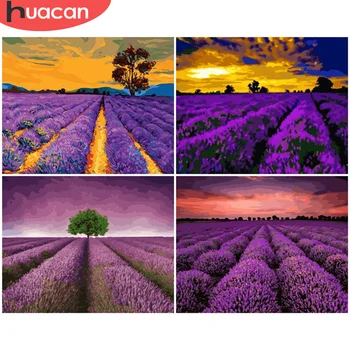 

HUACAN Paint By Number Flower Drawing On Canvas HandPainted Painting Art Gift DIY Pictures By Number Lavender Kits Home Decor