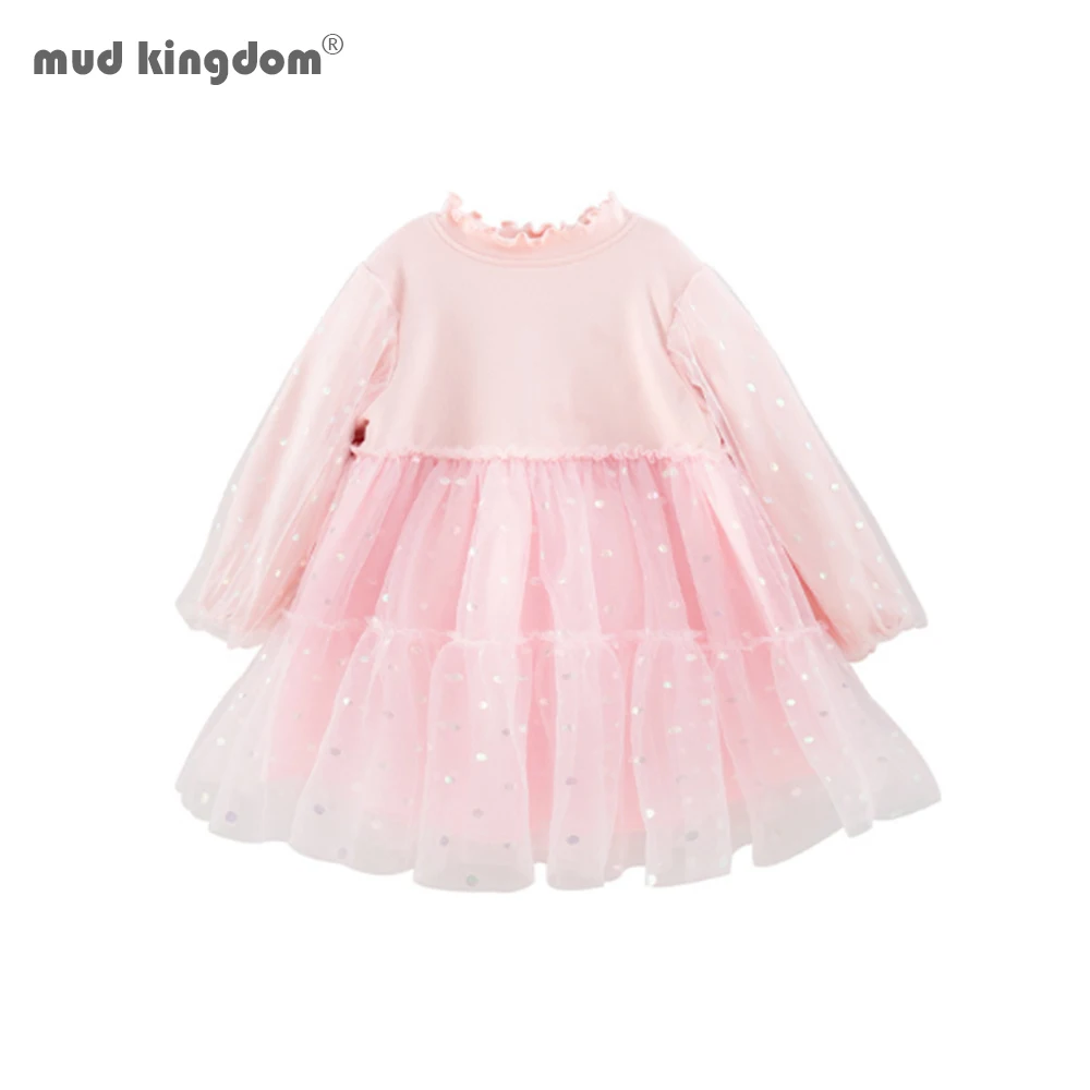 

Mudkingdom New Winter Girls Princess Dress Long Sleeve Lace Girls Dresses Fleece Warm Children Party Dress
