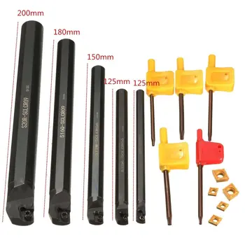 

7/10/12/16/20mm Shank Lathe Turning Tool Holder Boring Bar 5pcs Carbide Inserts