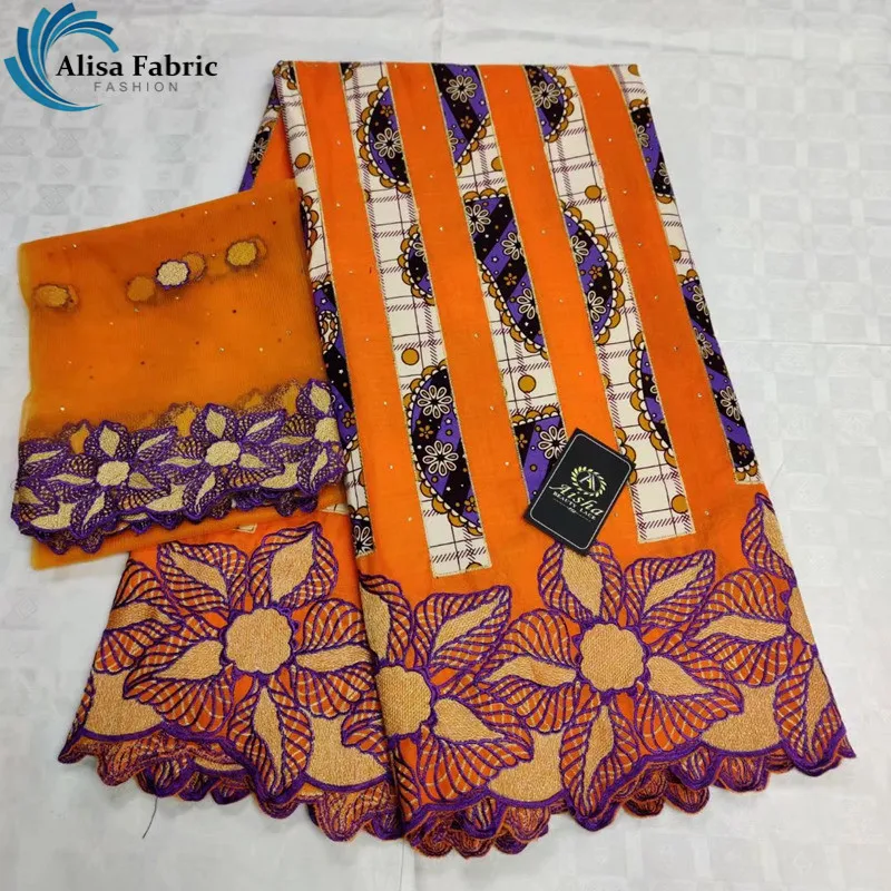 

5 Yards 100% Cotton Lace Fabric African dry lace with wax patchwork Matching 2 Yards African Net Lace Fabrics For Bridal Veil