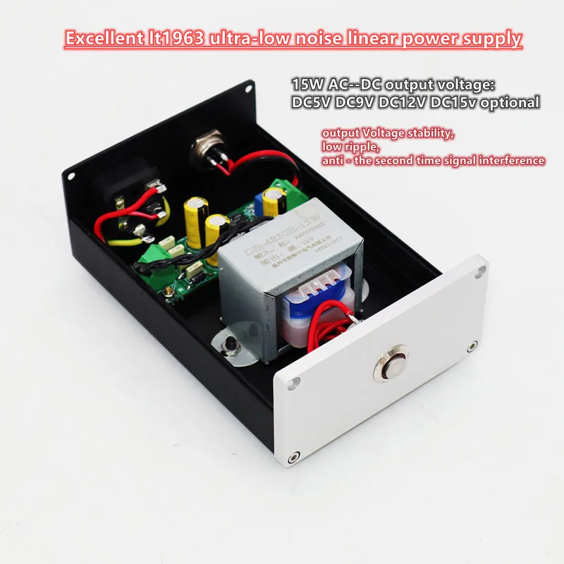 Excellent lt1963 ultra-low noise linear power supply 15W AC-DC output voltage DC5V DC9V DC12V DC15v for DAC tube Pre-amplifier |