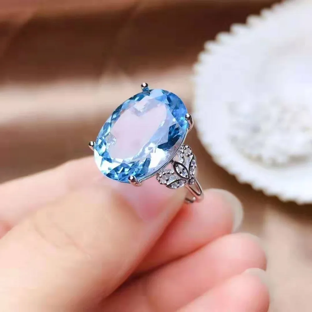 Небесно-Голубой топаз S925 кольцо кулон набор модный и элегантный для женщин