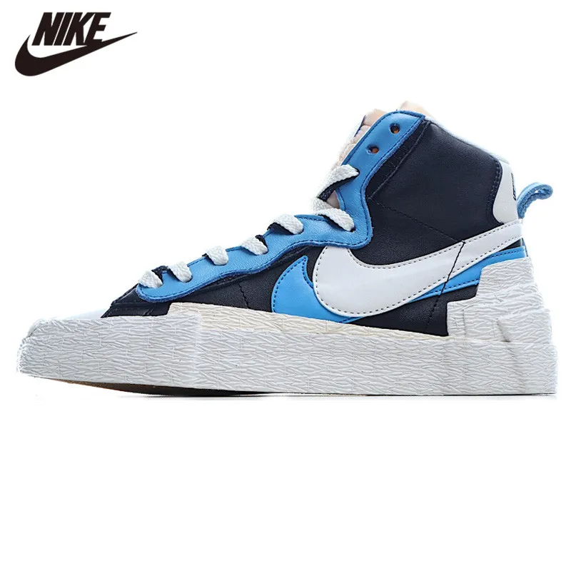 Nike X SACAI Блейзер обувь для скейтбординга женские яркие дышащие кроссовки с высоким вырезом белые туфли на шнуровке Размер 36-40