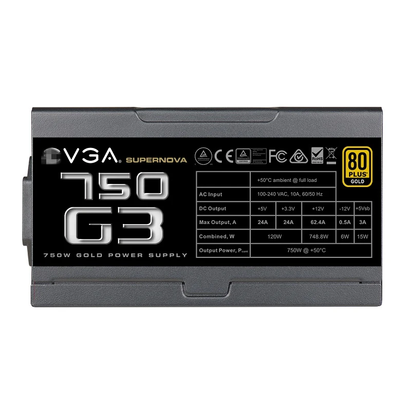 Блок питания для EVGA 80PLUS Gold полностью модульный бесшумный вентилятор источник питания Номинальная мощность 750 Вт пиковая мощность 850 Вт источник питания 750 G3
