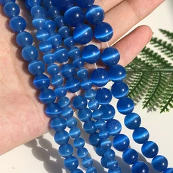 Pink Cat Eye Opal Beads - Natural Stone Glass Beads for DIY Jewelry Making, 15 Strand (Blue)