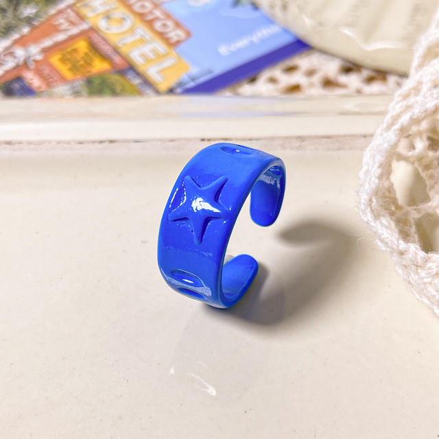 Korea Colorful Fashion Resin Fruit Ring Set Metal Geometric Irregular Open Rings for Women Party Wedding Jewelry Ring Set