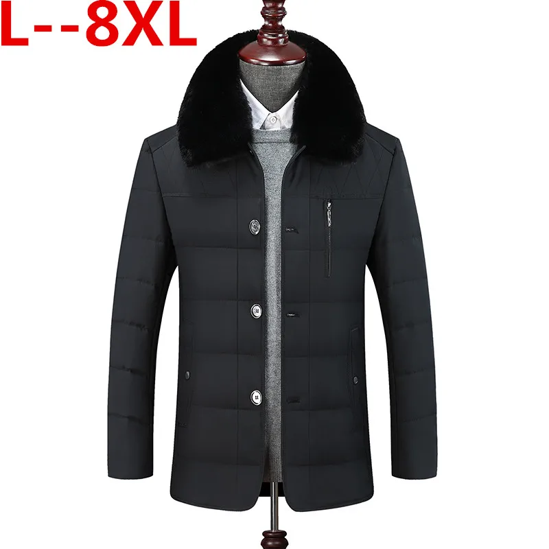 Размера плюс 8XL 6XL 5XL брендовая мужская зимняя куртка с меховым воротником