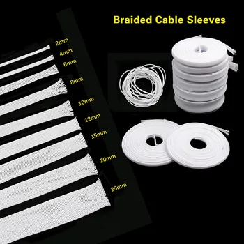 

10M PET Expandable Cable Sleeves 2/4/6/8/10/12/15/20/25mm Insulation Braided Sleeving Wire Gland Cables Protection