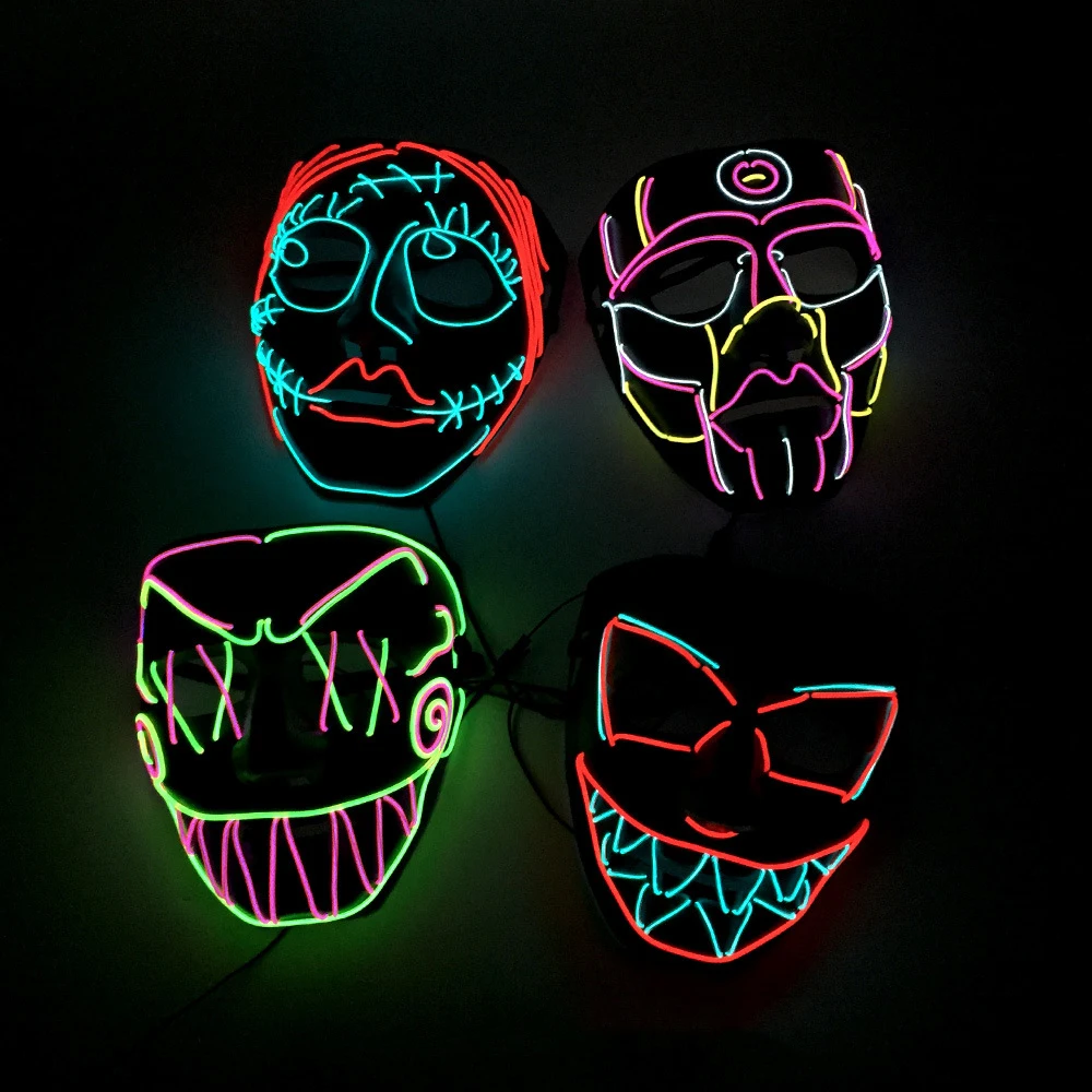 

Halloween Lighting Mask LED Light up Mask Festival Cosplay Party Costume Mask EL Wire Neon Mask Christmas gift Party Supplies