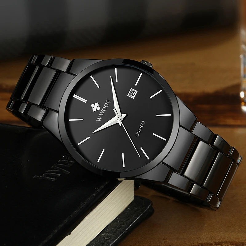 Watch Men WWOOR Top Brand Luxury Stainless Steel Waterproof Date Quartz Clock Mens Fashion Sports Business Wrist Watch Male Xfcs