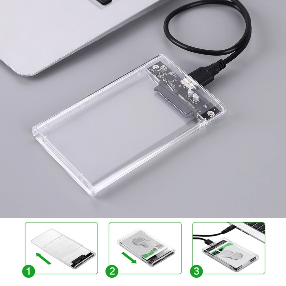 USB 3.0 Transparent HDD Enclosure 2.5 inch Serial Port SATA SSD Hard Drive Case Support 6TB UASP 6Gbps Mobile External HDD Box 2.5 hdd external case