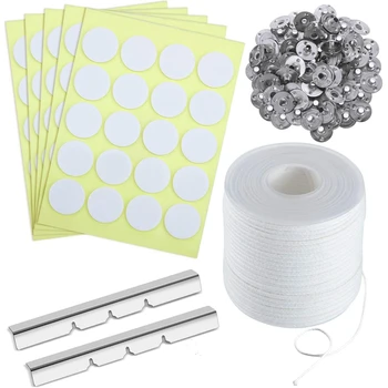 

Candle Making Kit Braided Candle Wick,2Pcs Candle Wick Centering Device,100Pcs Candle Wick Stickers,100 Candle Wick Tabs