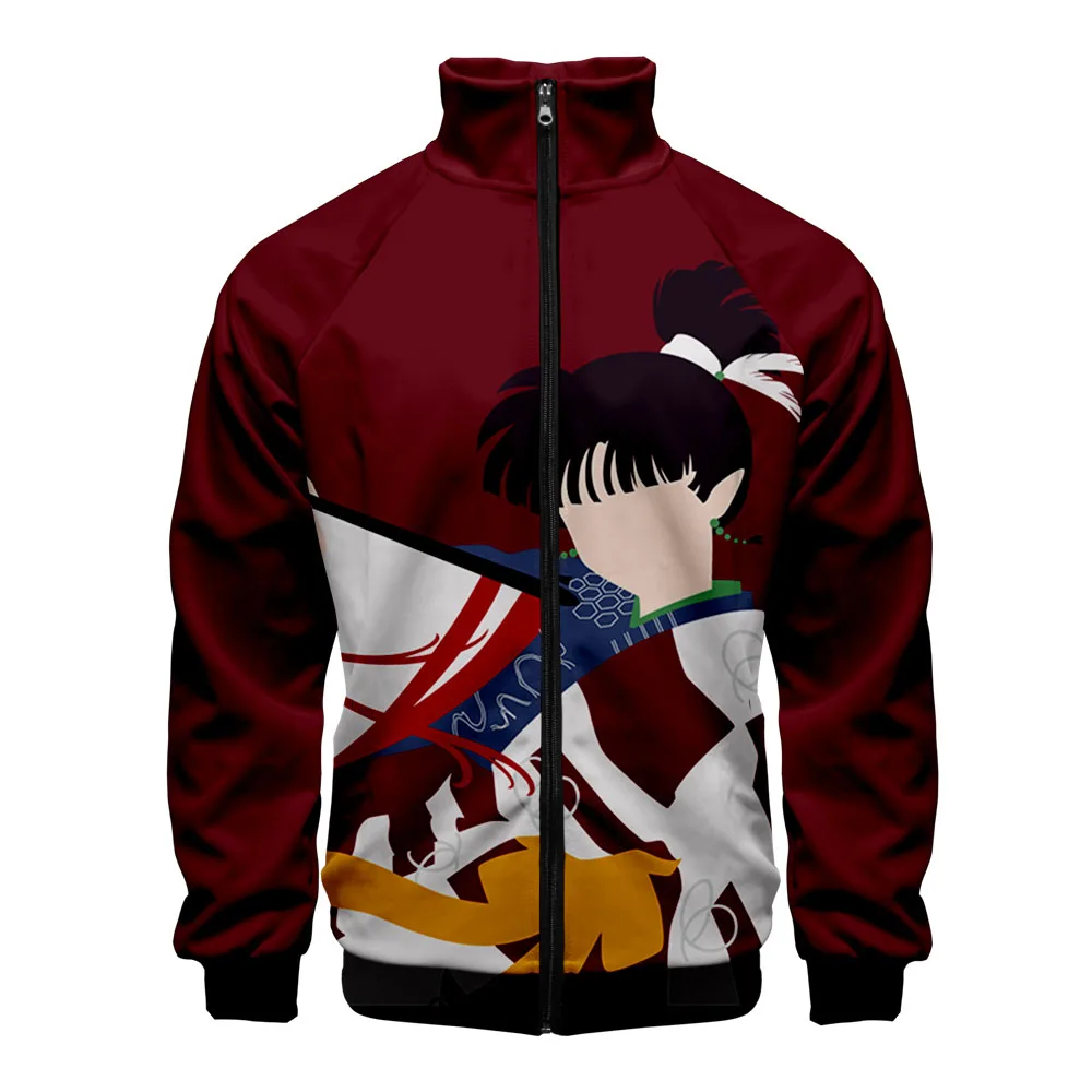 Inuyasha, 3D принт, стоячий воротник, куртка на молнии для мужчин и женщин, модная Толстовка Inuyasha, Ainme, длинный рукав, куртки, одежда, новинка
