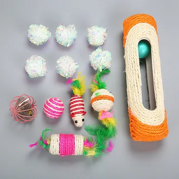 

Cat Toy Set Sisal Roller xiang zhi Ball Toy Ball Cage in Mouse Sisal Mouse Ball 12 Pieces