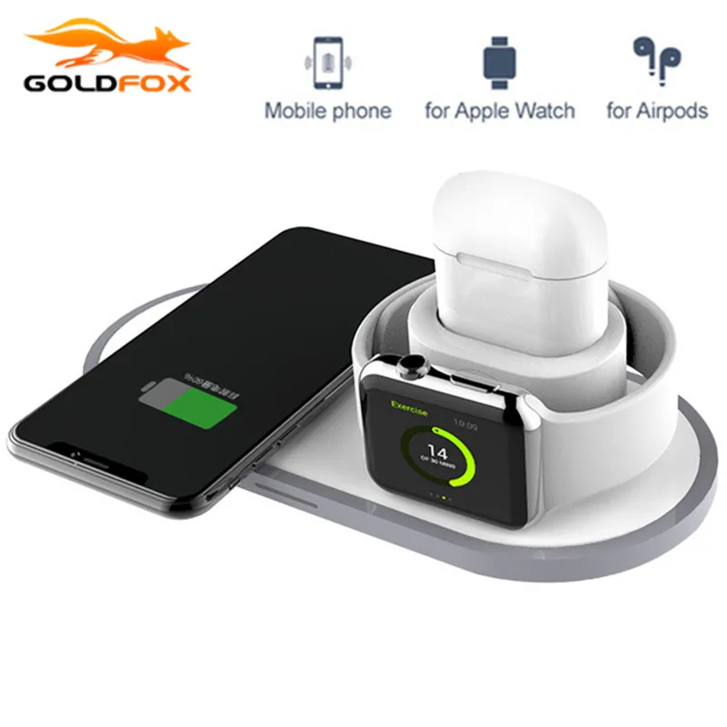 3 in 1 Qi Wireless Charger Pad for Airpods Apple watch 2 4 iphone 8 10W Fast Samsung S10 S9 | Мобильные телефоны и