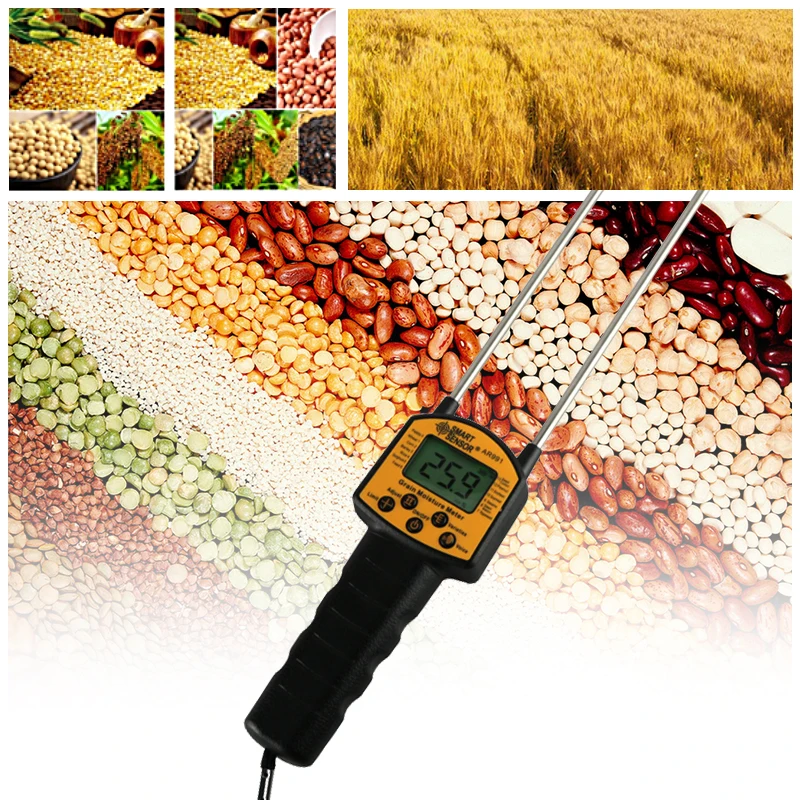 

Digital Grain Moisture Meter AR991 Double Sensor Humidity Tester Hygrometer LCD Measure Moisture Content in Grain Corn Bean Seed