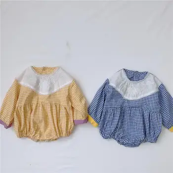 

Autumn Newborn Bodysuit Baby Girls Long Sleeve Jumpsuit Cotton Infant Girls Plaid Bodysuit Kids Clothes