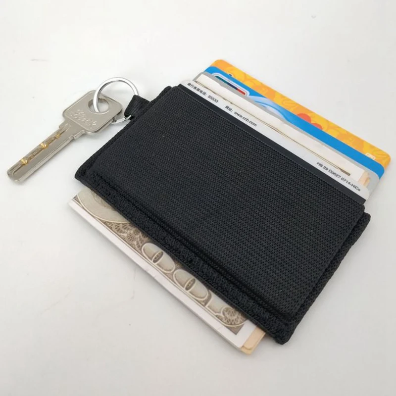 

Minimalist Slim Elastic Credit Card Holder Ultra-thin Bank Card Wallet Front Pocket Men Business Card Holder with Key Ring