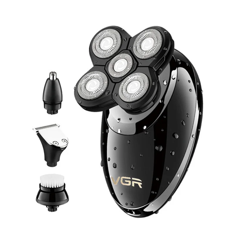 

Vgr V-302 4 in 1 Rotary Electric Shaver Wet Hair Clipper Rechargeable Facial Cleaning Brush for Men'S Facial Care Beard Bald Eu