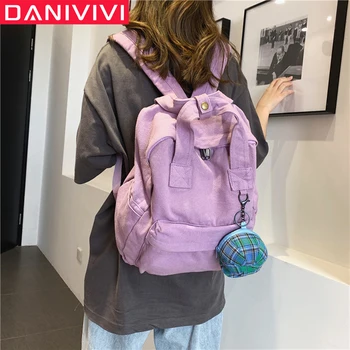 

Canvas Backpack 2020 Women Solid Color Travel Casual School Bag for Teenage Girl Bagpack Female Rucksack Knapsack Bolsa Feminina