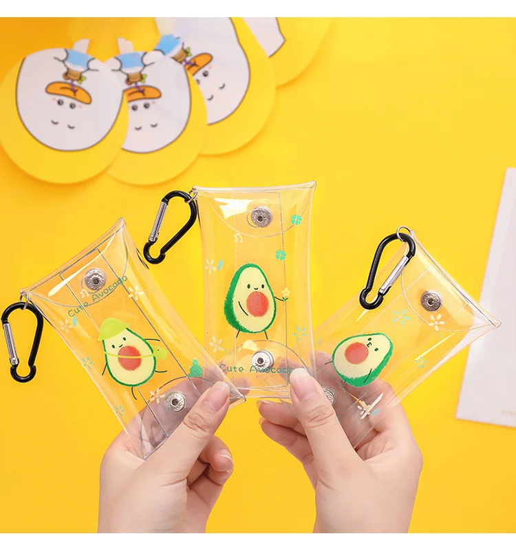 Cartoon Key Wallets PVC Mini Purse for Coins Fashion Transparent Small Coin Bag Students Clear Waterproof Lipstick Pouch Women