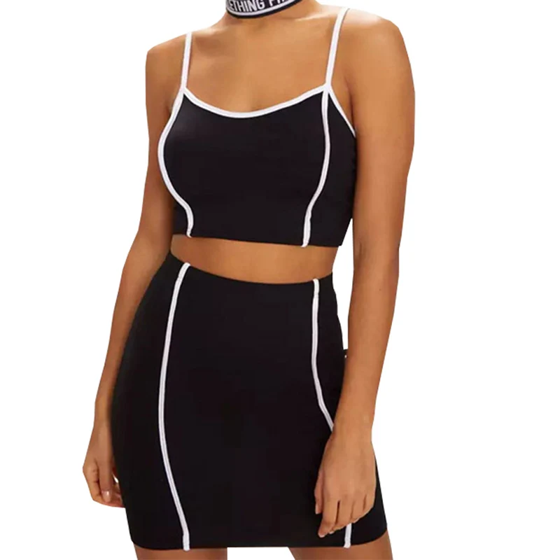 

S M L Casual Women Clothes Sets 2pcs Summer Vest Tank Top+High Waist Mini Pencil Skirt Party Bodycon Outfits Slim Streetwear OL