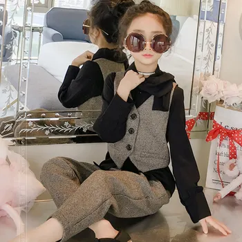 

Girls Clothes Sets Autumn Children's Clothing Set Sweatshirt + Pants 3-piece Casual Kids Sport Suits Teenage 6 8 9 10 12 14years