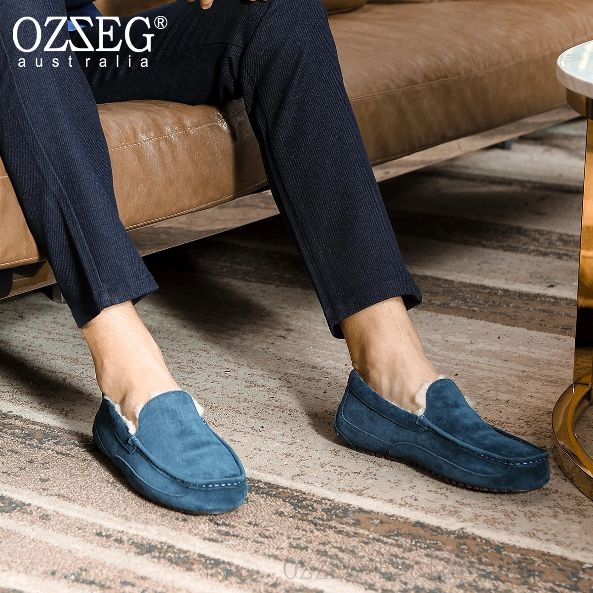 OZZEG; Роскошная брендовая дизайнерская обувь; Мужская зимняя обувь из натуральной кожи на плоской подошве; австралийская подкладка из натуральной овечьей шерсти; лоферы; Повседневная обувь; Мокасины