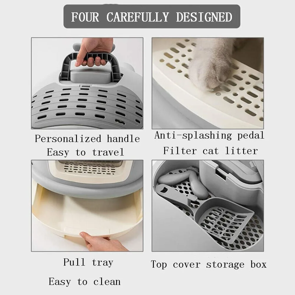 Cat Litter Box Fully Enclosed Cat Toilet With Automatic Purifier Deodorant And Splash Prevention Large Sand Box Pet Cat Bedpan Cat Litter Box Fully Enclosed Cat Toilet With Automatic Purifier Deodorant And Splash Prevention Large Sand Box Pet Cat Bedpan