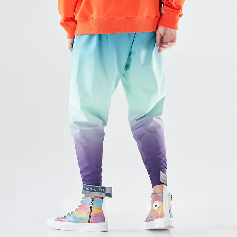 Streetwear Men's Pants Trends Patchwork Harem Pants Men Trousers Hip Hop Black Blue Purple Pantalones Hombres