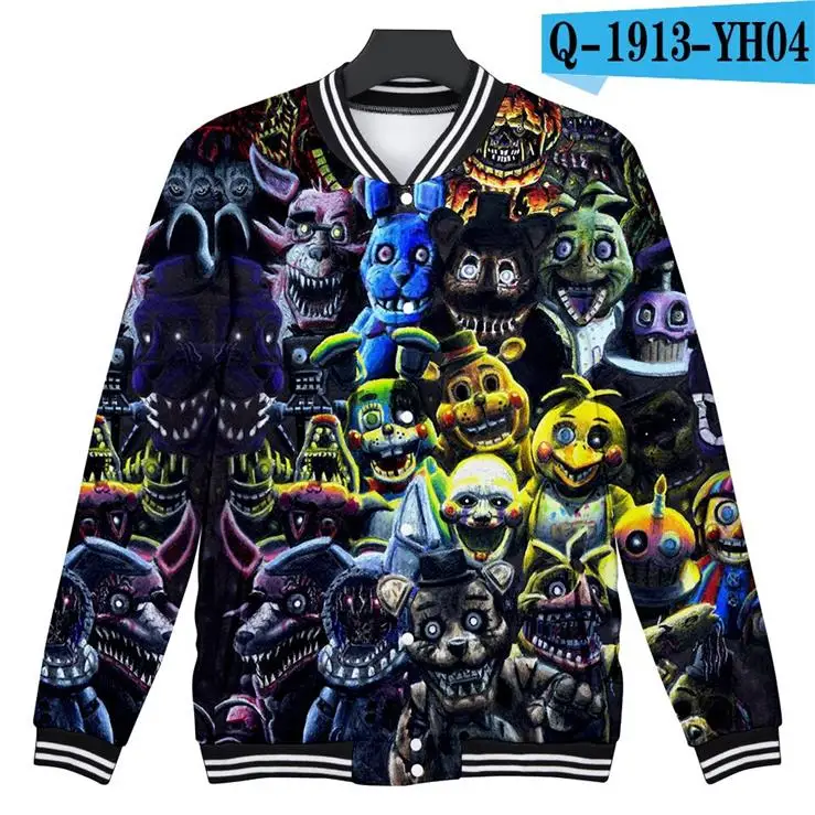 Бейсбольные куртки с 3D принтом Five Nights at Freddy модные повседневные куртки для детей/женщин/мужчин Лидер продаж года, модная уличная одежда - Цвет: color at picture