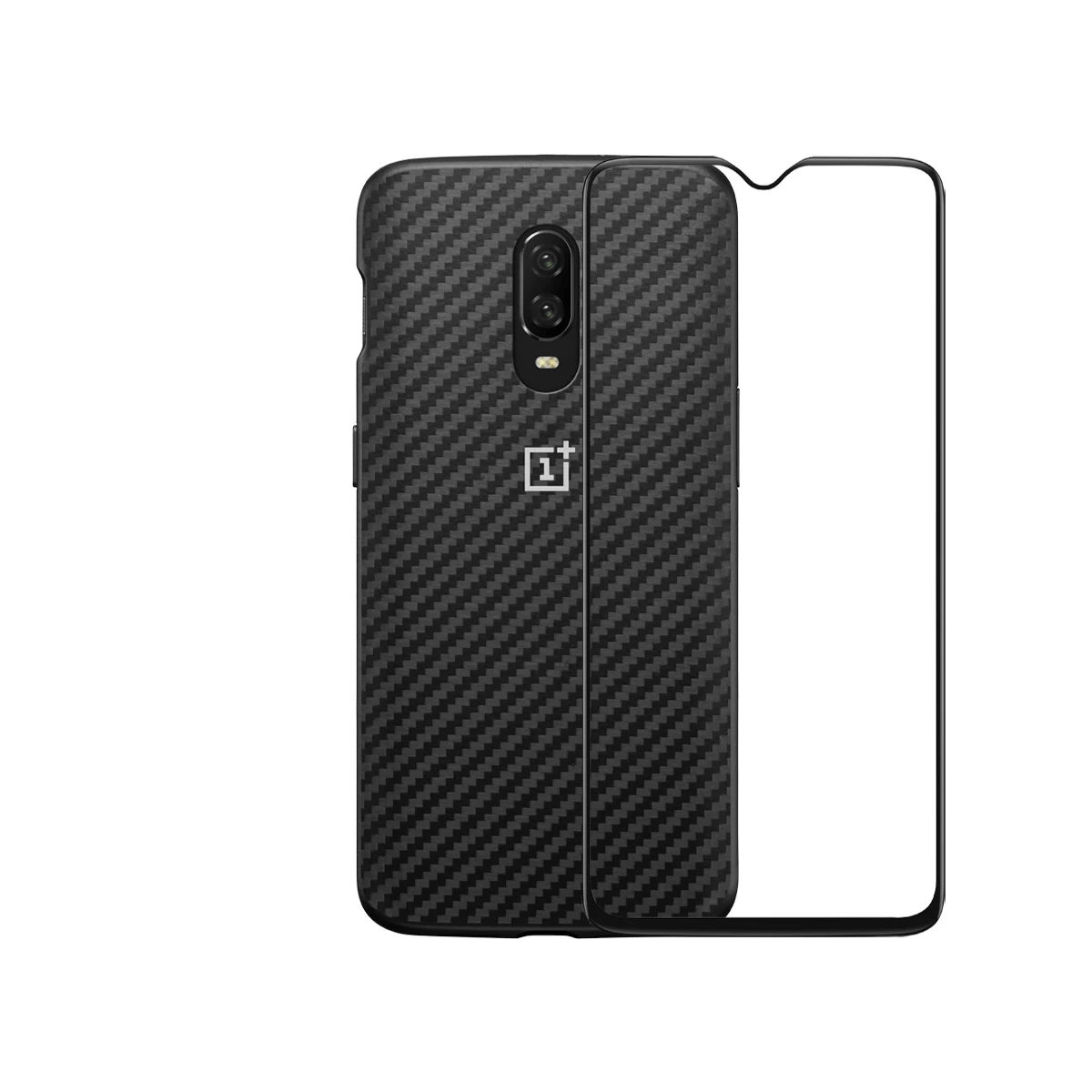 OnePlus 6T 3D протектор экрана из закаленного стекла и бампер чехол из черного дерева Karbon нейлон(черный