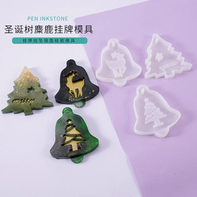 

DIY Resin Crystal Epoxy Mould Listed Christmas Tree Elk Pendant Bag Decoration Resin Silicone Mould
