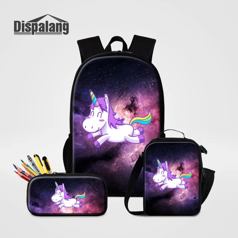 3 PCS Set31 Алмазов Единорог узор рюкзак для школьников 3 шт./компл. рюкзак Pencilbox Ланч-бокс для детей школьного возраста пользовательские школьный рюкзак Sac A Dos - Цвет: 3 PCS Set31