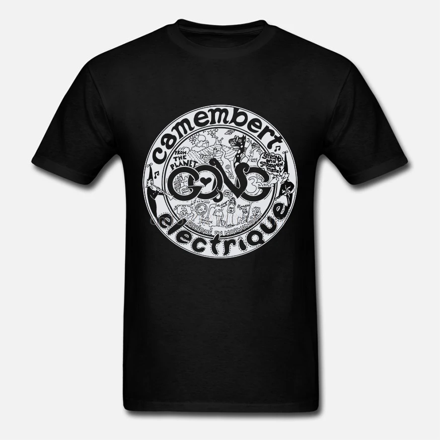 Мужская черная футболка GONG Camembert Electrique Rock Band Legend Размер S-3XL | одежда