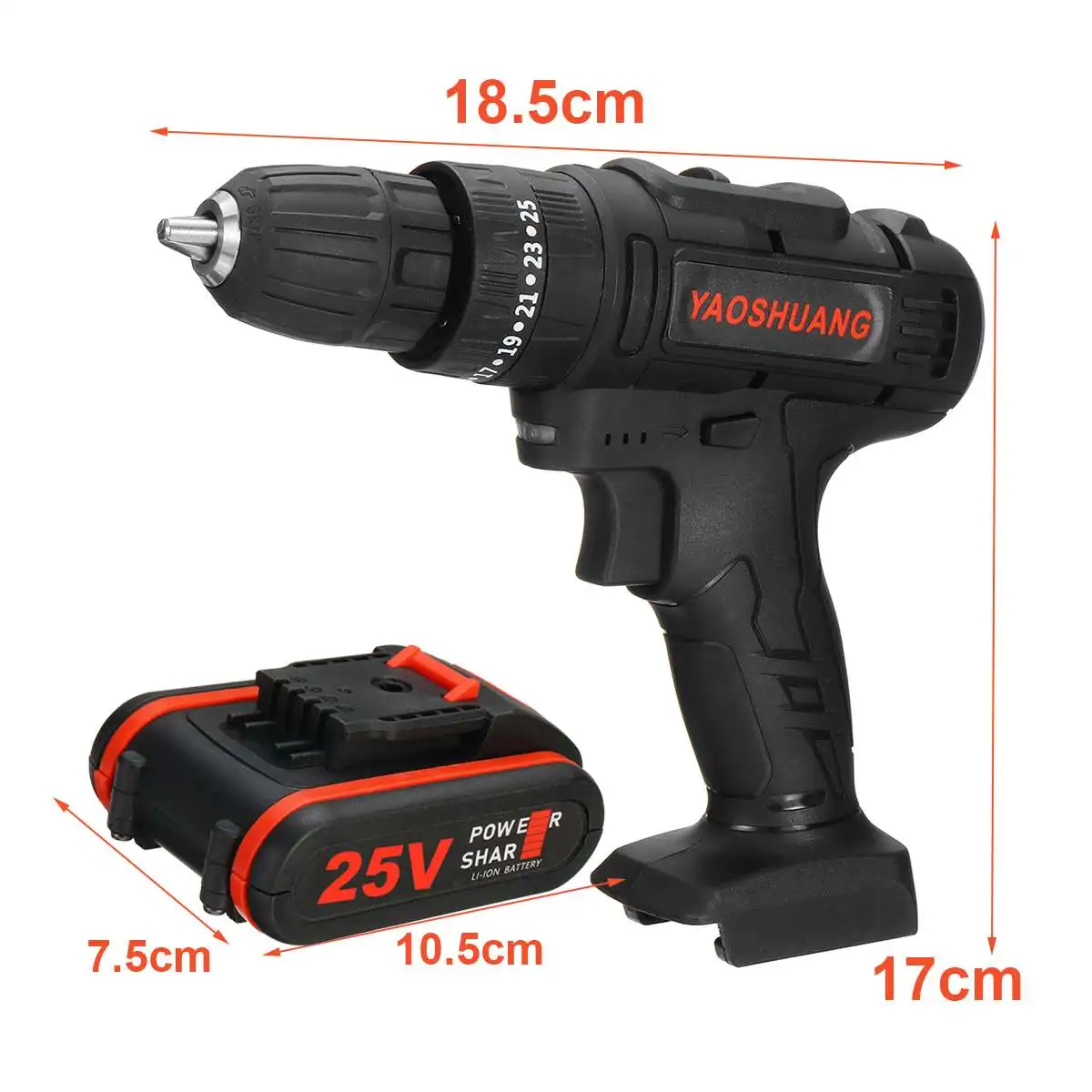 YAOSHUANG 25V 3/8 Cordless Rechargeable Electric